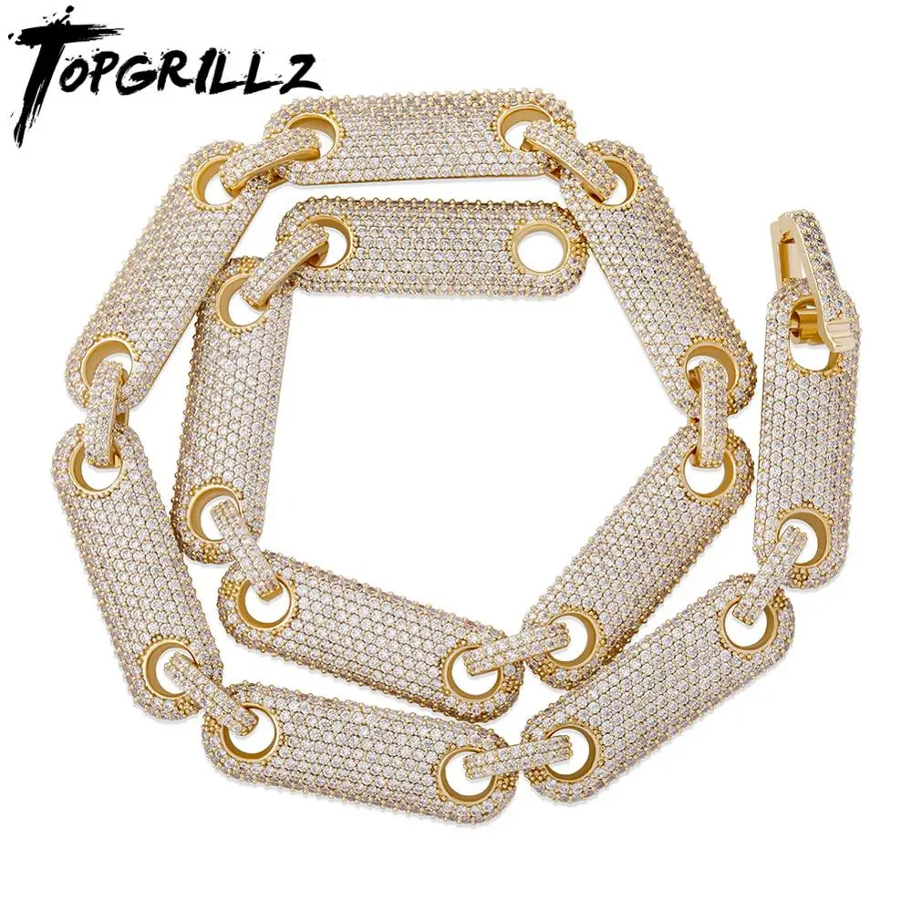 TOPGRILLZ 12 мм Ожерелье звеньевая цепь хип хоп ожерелье со сверкающими