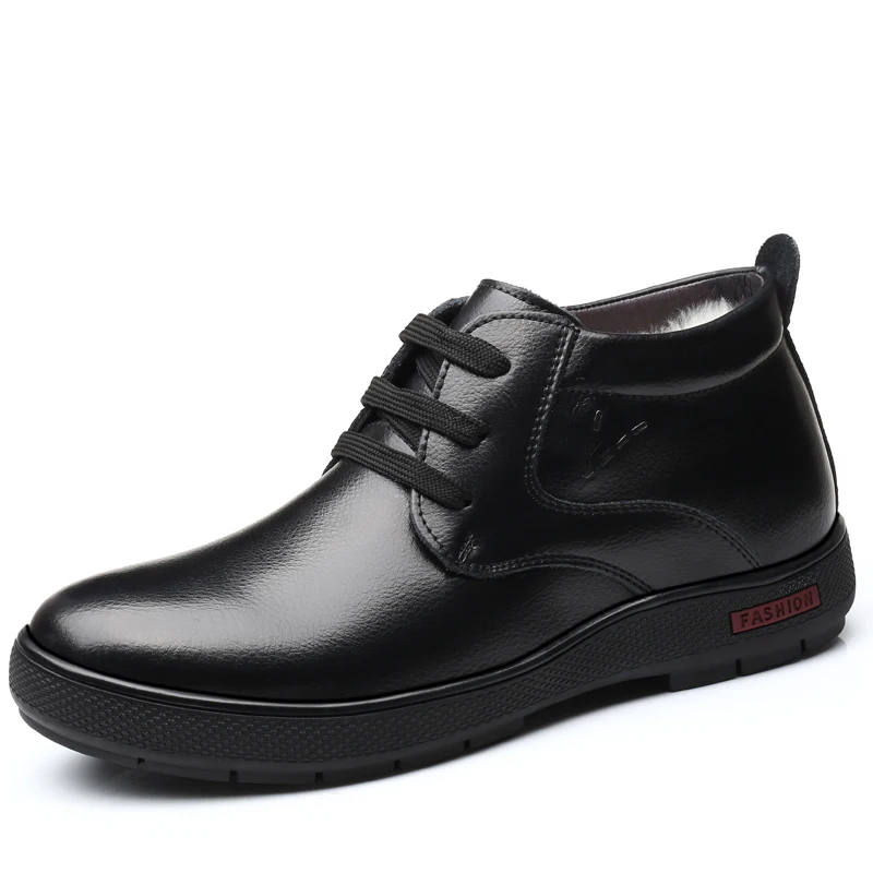 black lace up Мужские зимние шерстяные ботинки ручной работы из натуральной кожи теплые зимние мужские ботинки ботильоны для мужчин Деловая модельная обувь - Цвет: black lace up