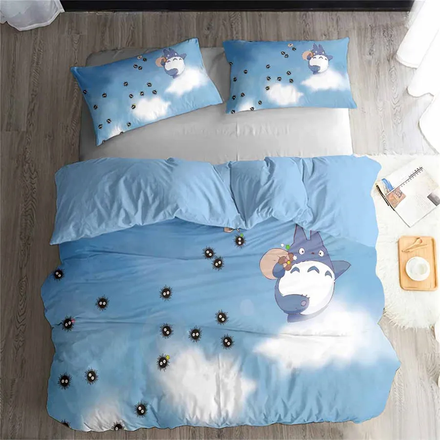 HELENGILI 3D Постельное белье Тоторо кампус значок печати пододеяльник набор Bedcloth с