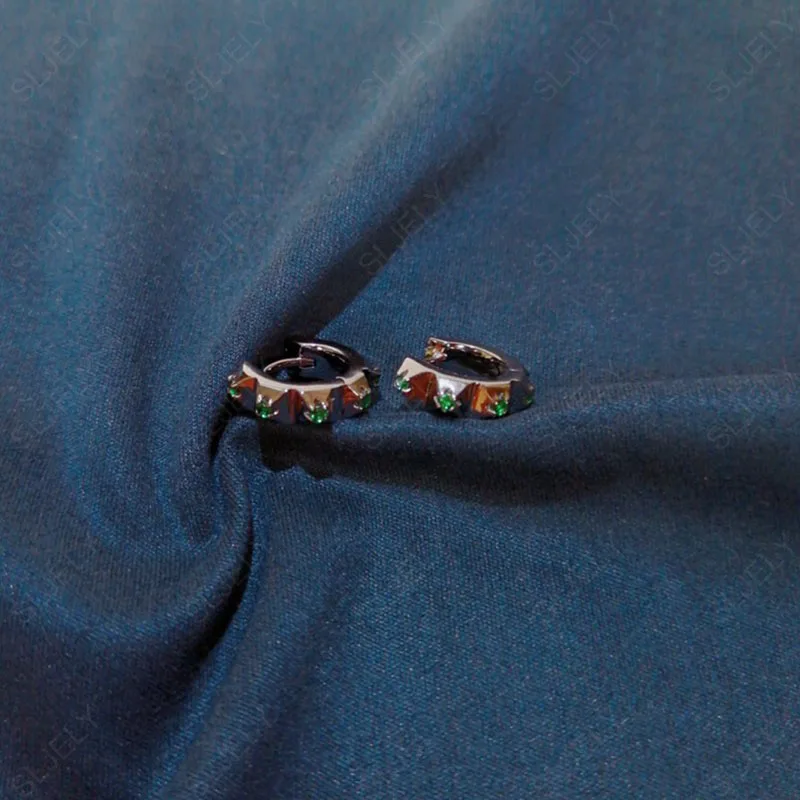 Женские серьги-кольца SLJELY из стерлингового серебра 925 пробы с розовыми шипами