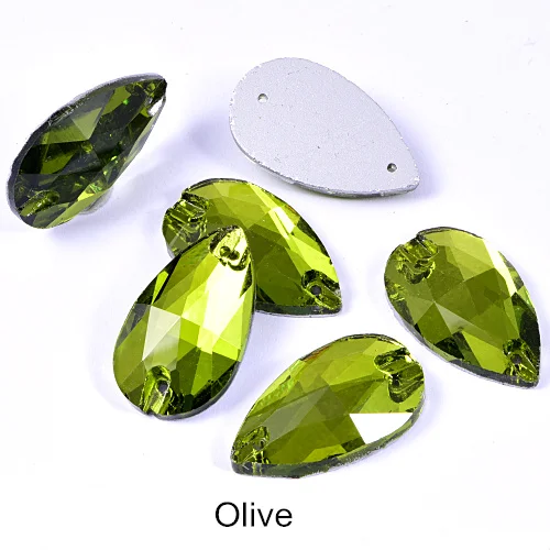 Olive 6 размеров стеклянная Каплевидная форма пришить на Стразы Красочные пришивные камни с плоским основанием одежда для одежды Ювелирные изделия для одежды B1286 - Цвет: Olive