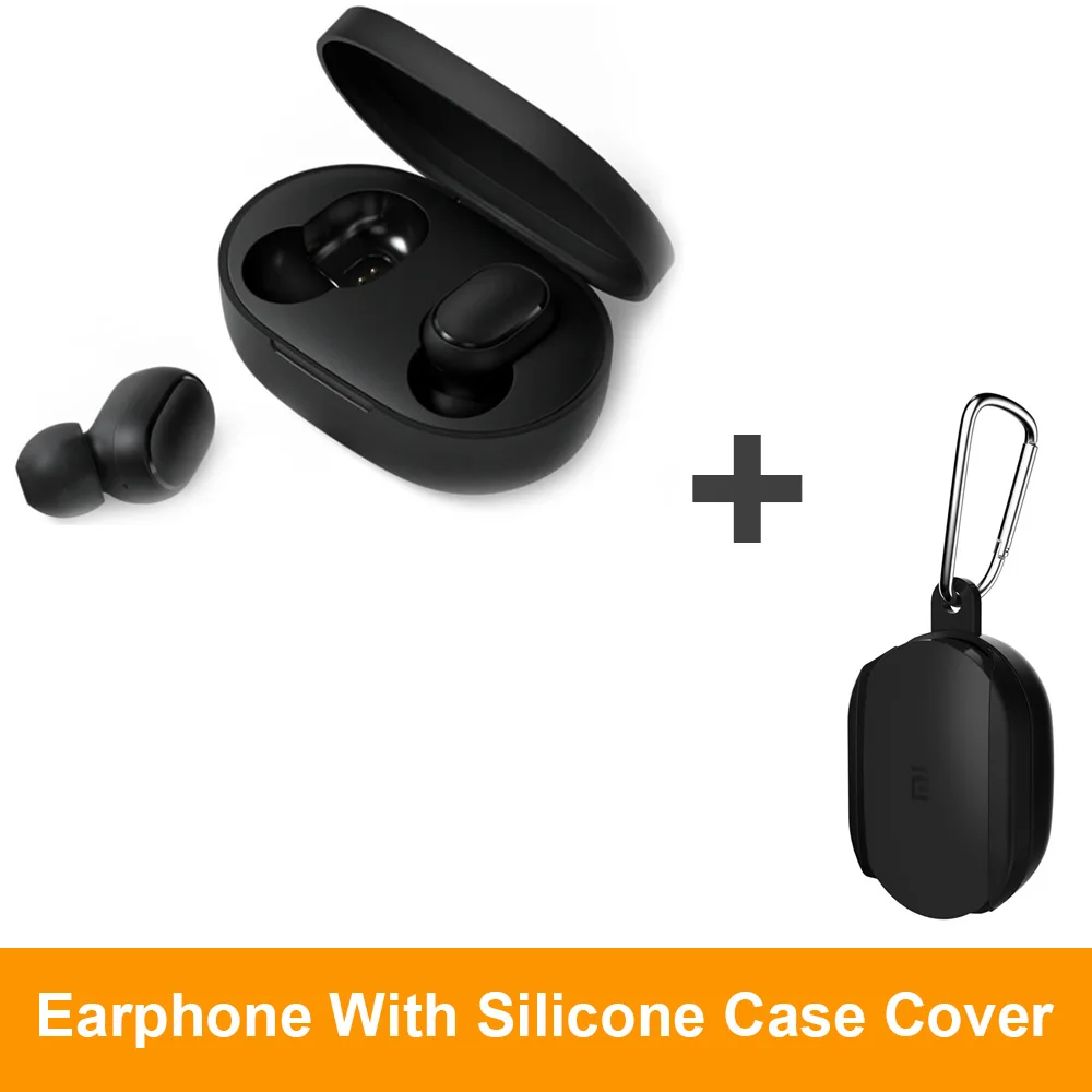 add black cover Xiaomi Redmi Airdots TWS беспроводные Bluetooth наушники или чехол, стерео бас Голосовое управление Bluetooth 5,0 шумоподавление управление - Цвет: add black cover