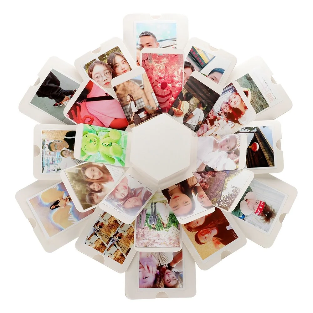 Caja de regalo de San Valent&iacute;n para parejas, &aacute;lbum de fotos Manual con memoria y acabado hexagonal, regalo de aniversario y fiesta de navidad-1
