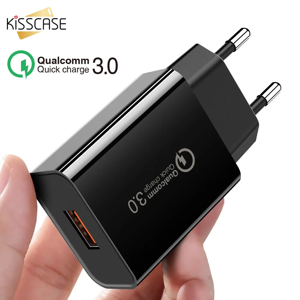 Универсальное быстрое зарядное устройство USB KISSCASE QC 3 0 с вилкой для ЕС и США