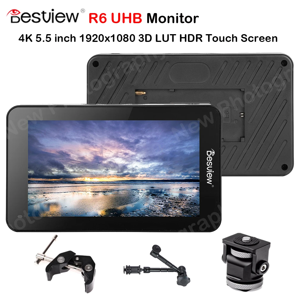 

Монитор Bestview Desview R6, 4K, 5,5 дюйма, для камеры, DSLR, полевой монитор 1920x1080, совместимый с HDMI, FHD, 3D, LUT, сенсорный экран