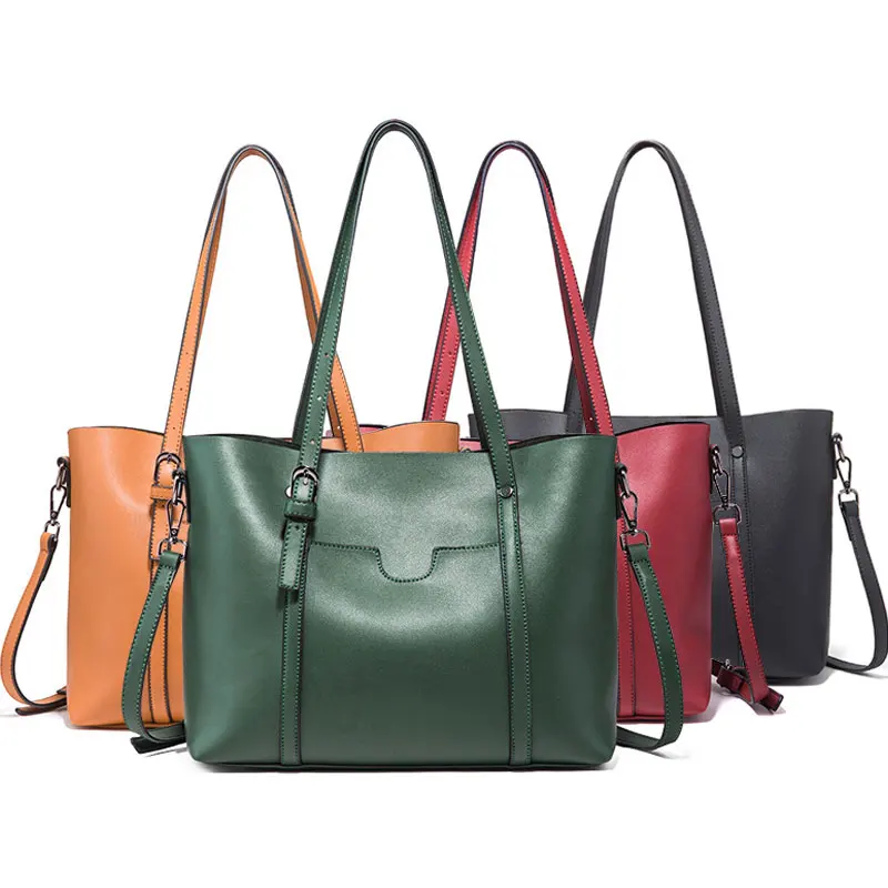 

Women's Tote Bag New Style Soft Leather Fashionable Atmosphere Shoulder Bag Messenger Bag Star Solid Color Oil Wax Women's Bag