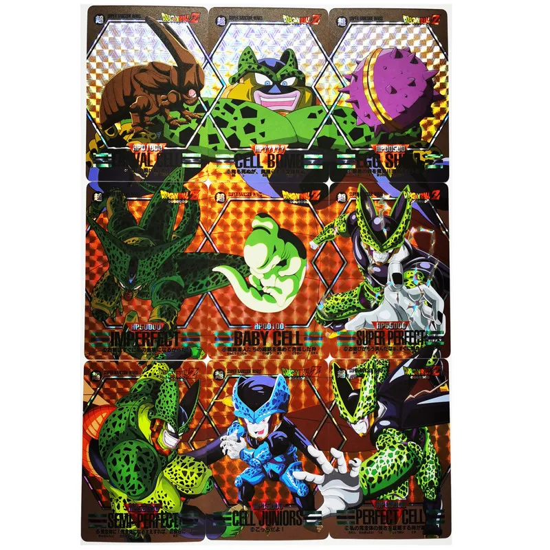 

9 шт./компл. Dragon Ball Z Baqu Cell Evolution 9 в 1 рефракция Saiyan Goku Vegeta Хобби Коллекционные игры аниме коллекционные карты