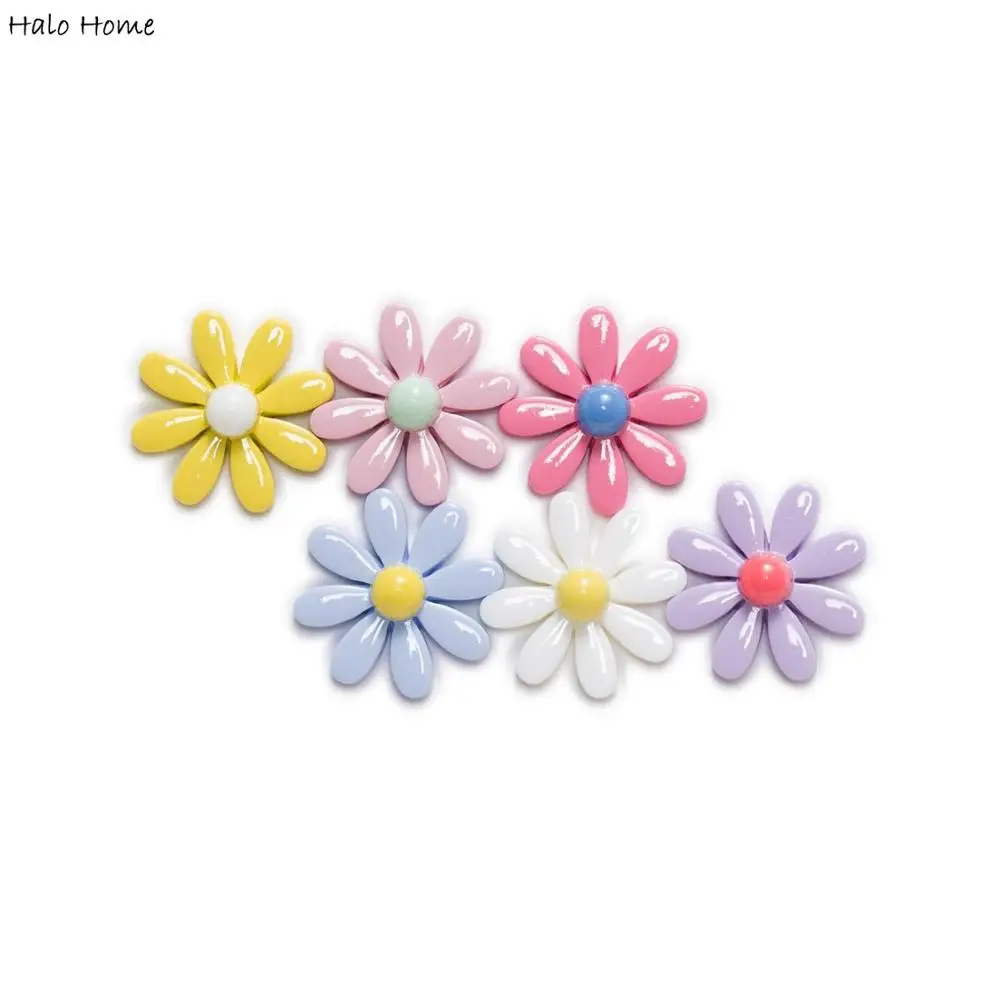 10pcs Sun Flower Flatback Resin Cabochons Handmade Scrapbook Crafts Headswear Accessories Apparel Jewelry Phone Case Decor 30mm