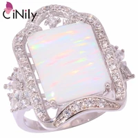 cinily created white fire opal white zircon cubic zirconia silver plated wholesale for women jewelry ring size 7 8 9 oj9151