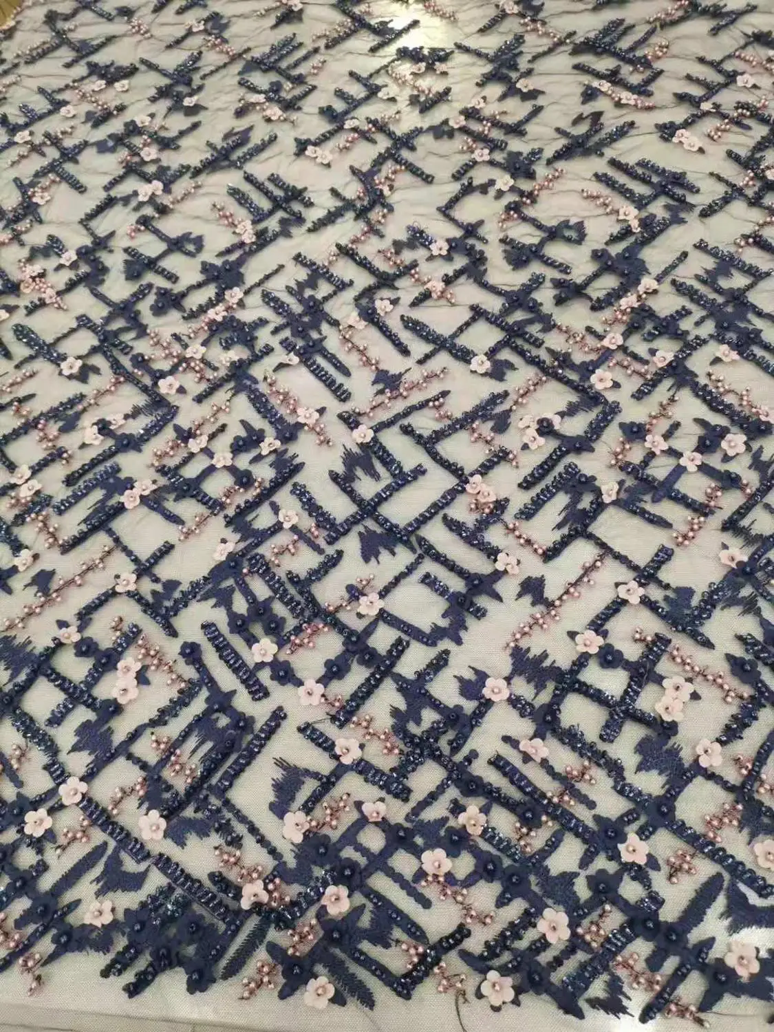 Высококачественная вышитая вручную сетка из бисера французская Африканское