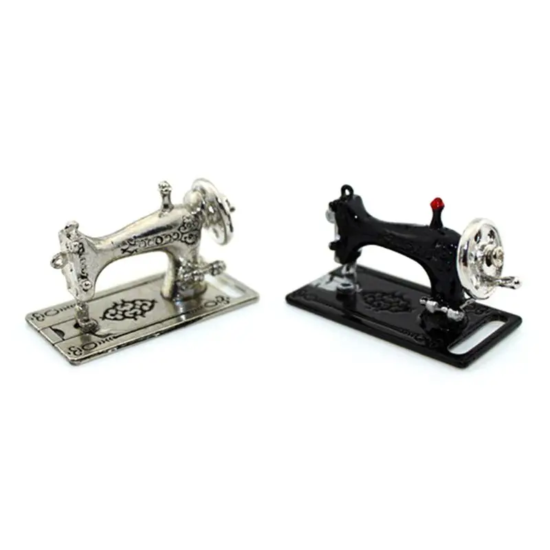

1/12 Miniature Table Sewing Machine Head Doll House Simulation Furniture Toys Vintage Retro Dollhouse Decor Gift Accessories