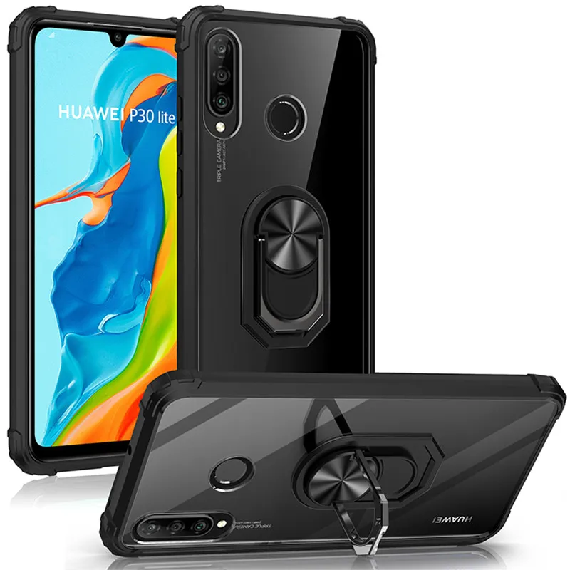 for huawei p30 p40 lite case transparent clear armor magentic ring car holder cover for huawei p30 p40 pro phone cases free global shipping