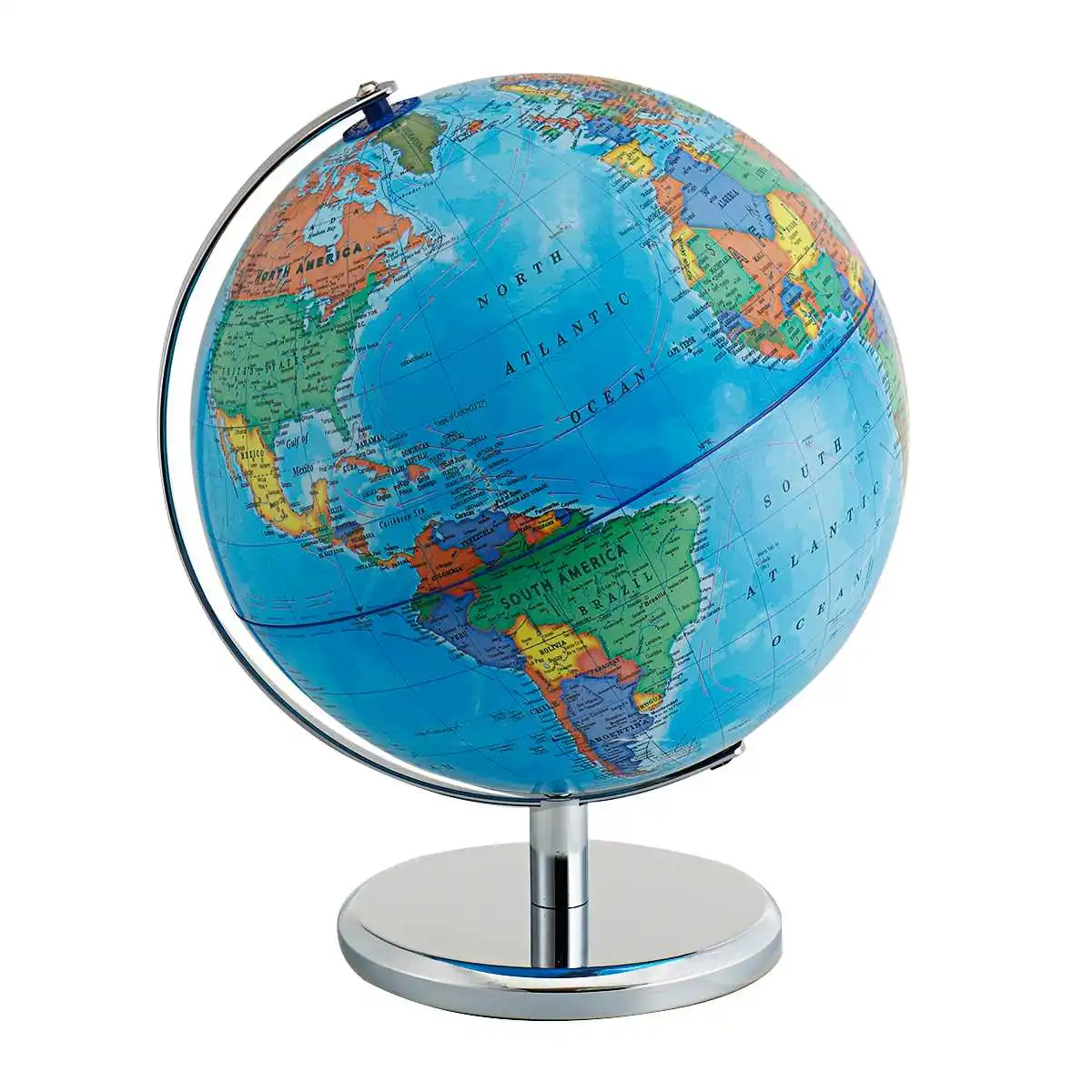 25CM World Globe Map Rotating Stand With LED Light Earth School Geography Educational Supplies Kids Toy Gift |