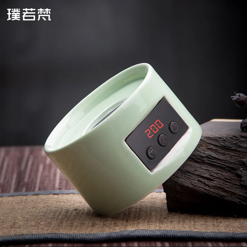 Электрическая керамическая курильница буддистская зеленая портативная