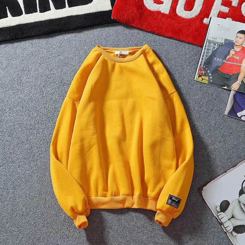 Однотонный женский и мужской свитшот с длинным рукавом базовый свободный