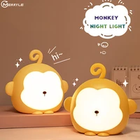 creative night light usb charging cartoon monkey sleeping lamp for baby feeding lighting decor ambient lights no glare remote