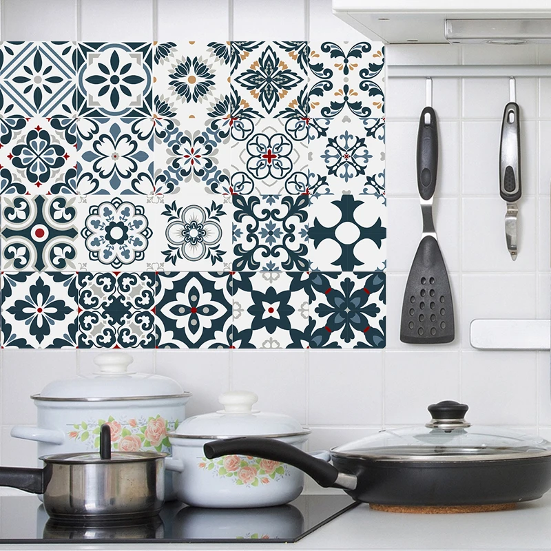 

Victorian Moroccan Tiles Wall Stickers Bathroom Kitchen Glass Windows Home Decor Wallpaper Peel & Stick Vinyl Art Mural