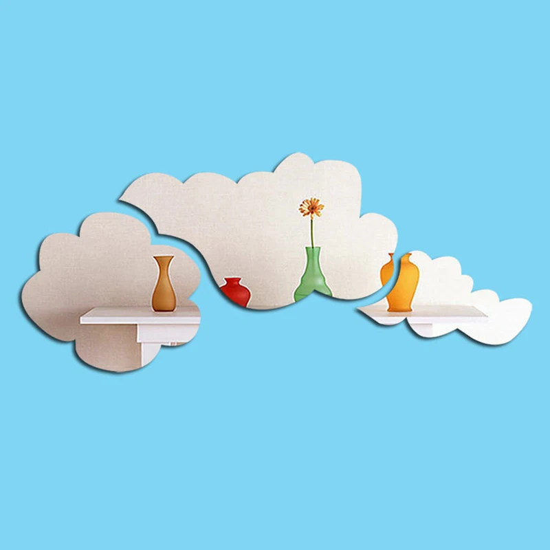 

A Set Of Acrylic Cloud Combination Mirror Wall Sticker On Living Room Bedroom Children Room Background Wall Decor Mirror Sticker