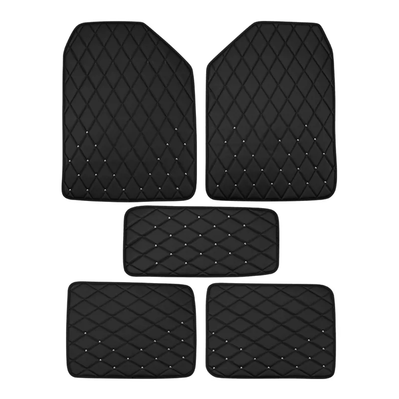 

Fashion Men Rivet Pu Leather Car Floor Mats Cartoon Women Anti slip Universal Car Floor Mats for All Car Interior Accessories