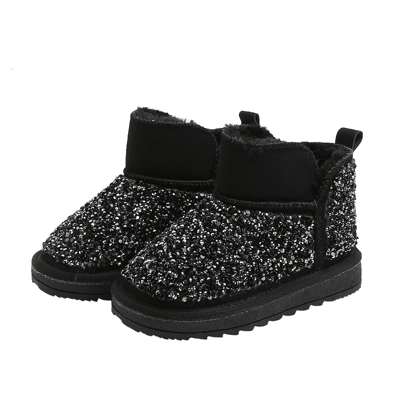 

CNFSNJ Kids Shoes 2019 Winter Baby Girls Fashion Sequine Shoes Toddler Brand Ankle Boots Children Warm Snow Boots 27-36