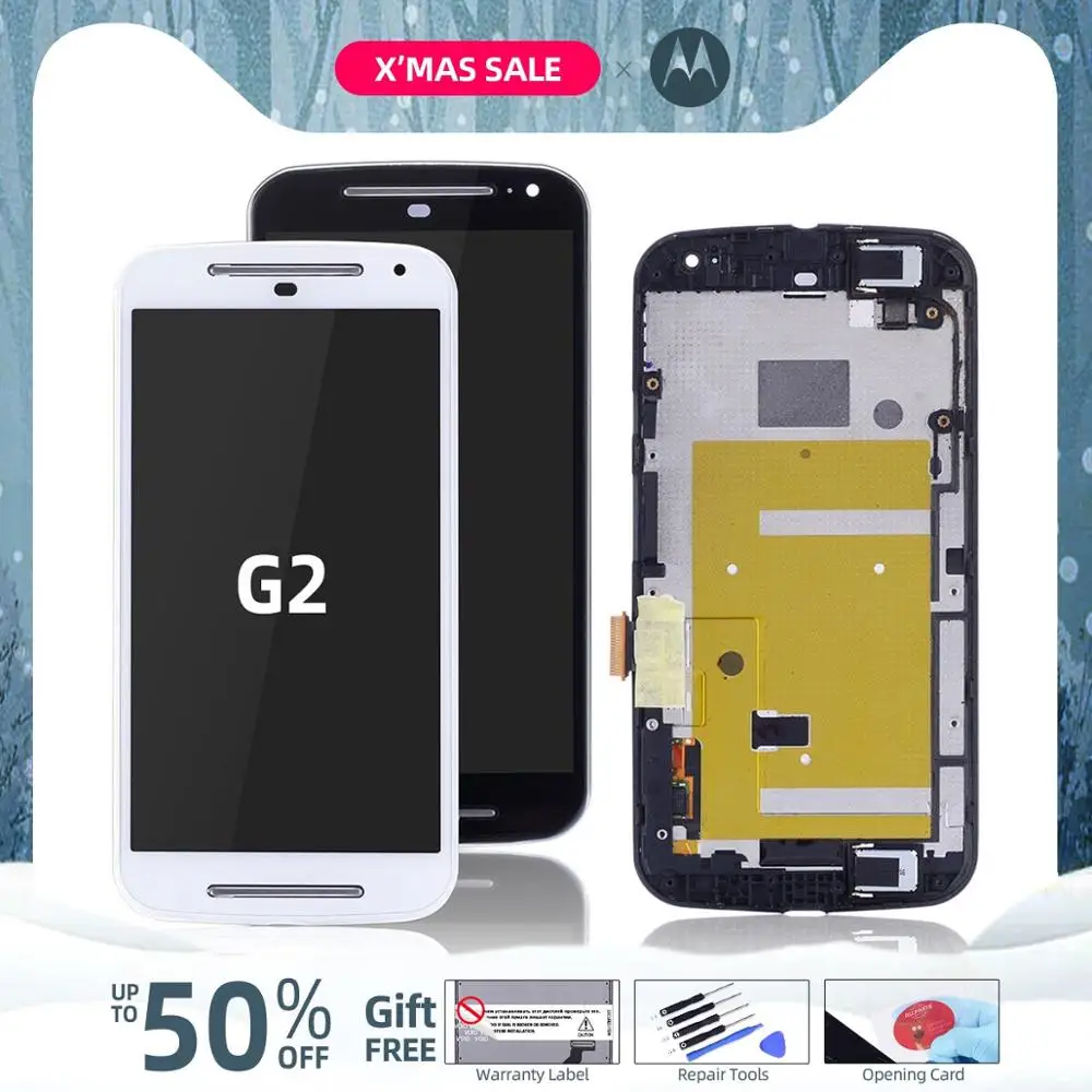 Тачскрин дисплей экран для MOTOROLA MOTO G2 сенсорный дисплей LCD с тачскрином в рамке замена запчасти G+ 1 XT1063 XT1069 XT1068 Черный белый
