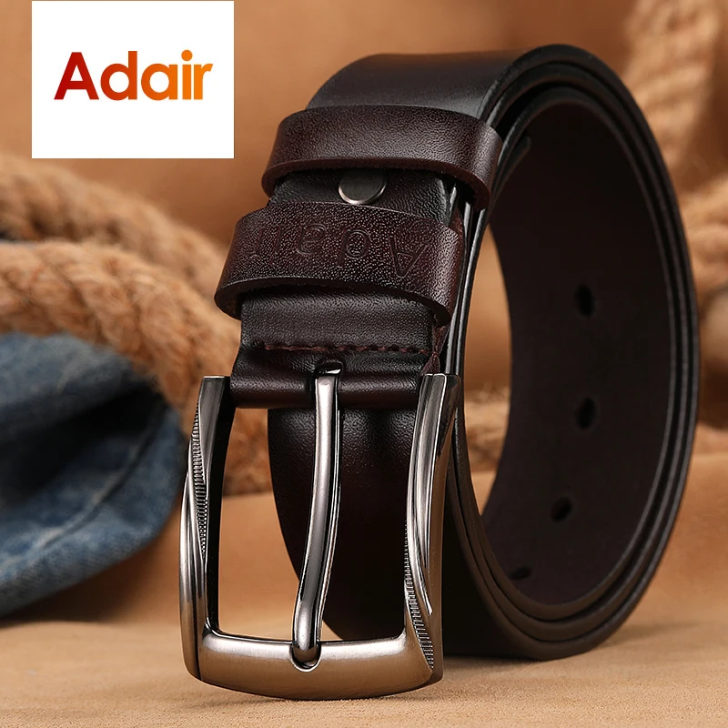 Men Genuine Leather Belts Famous Luxury Brand Pin Buckle High Quality Belts for men  Jeans Casual Black Strap AHQ2108