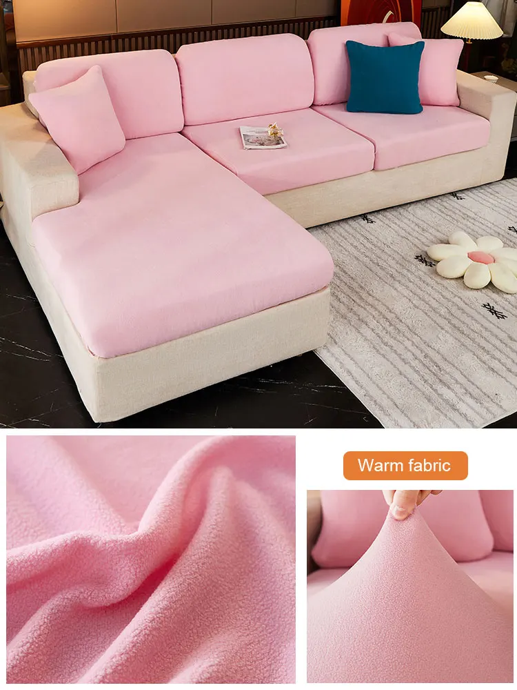 

plush thick sofa cushion cover Corner sofa seat slipcover elastic solid color couch cover funiture protector