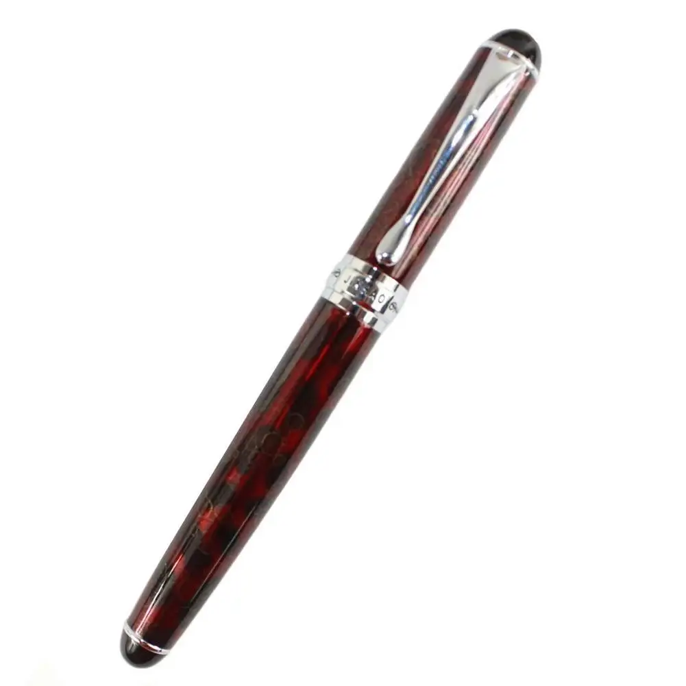 

Перьевая ручка Jinhao с перьевым наконечником среднего размера X750, из нержавеющей стали с темно-красным цветочным узором