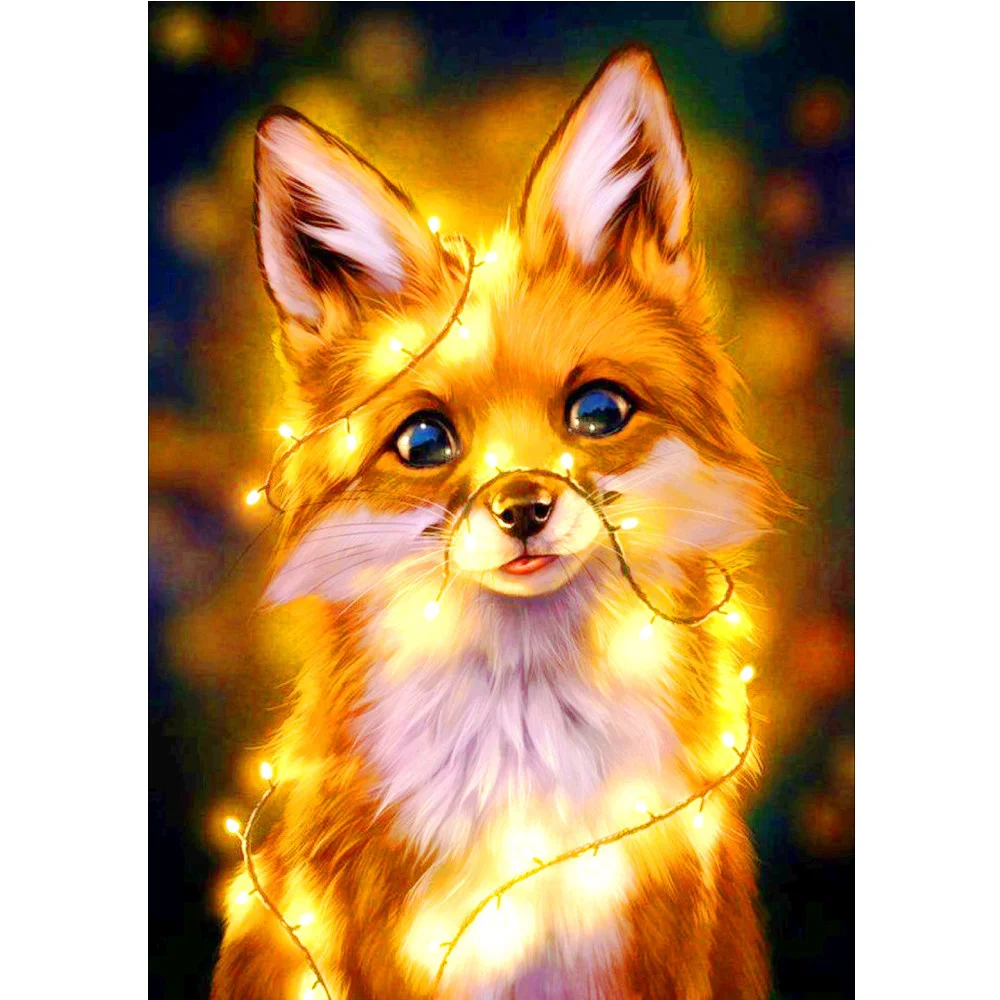 

5D draw fox circle drill DIY animal cross stitch Rubik's cube drill decoration painting 30 * 40cm