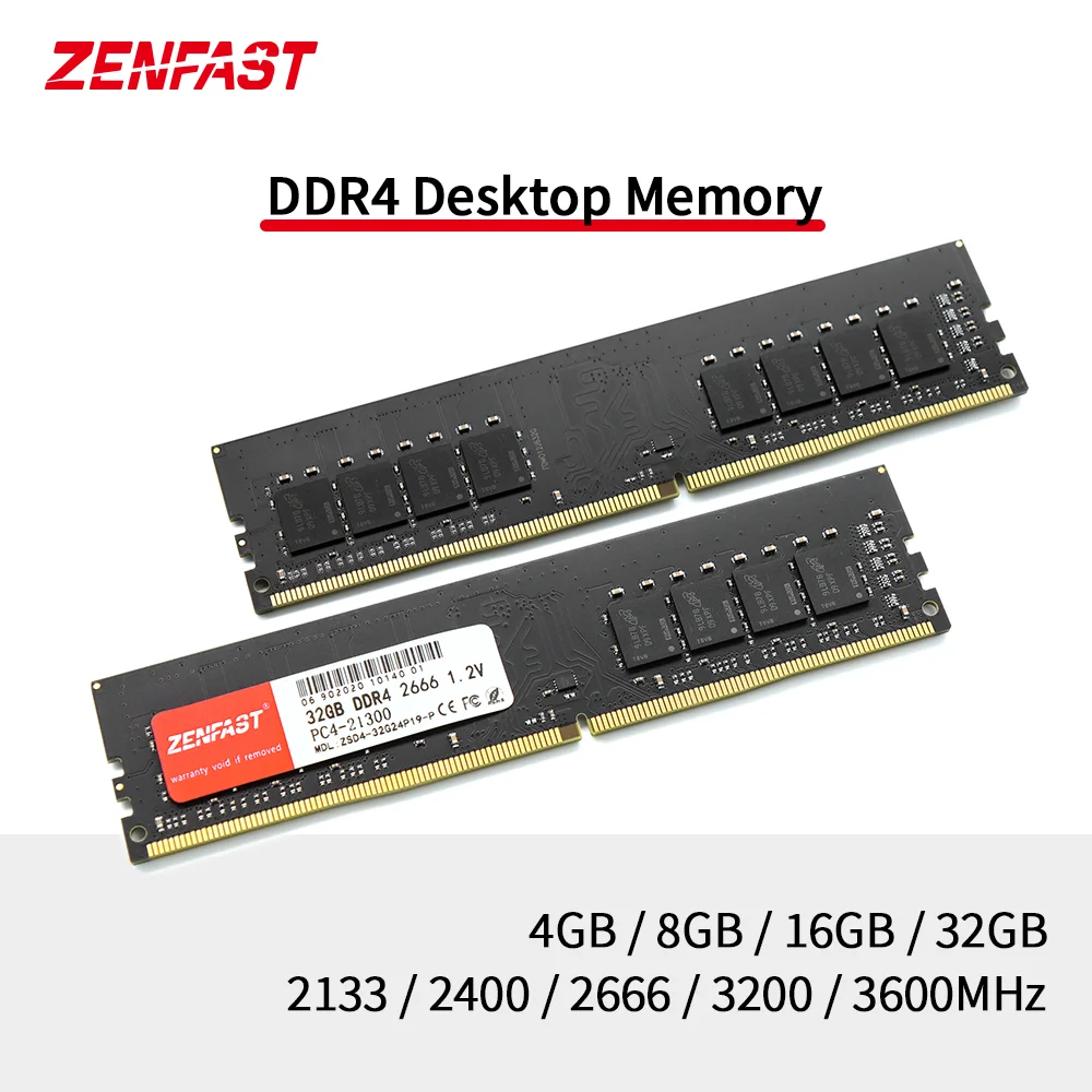 zenfast ddr4 desktop 8gb 32gb memory ram 2133 2400 2666mhz memoria ram dimm high performance for computer dual channel free global shipping