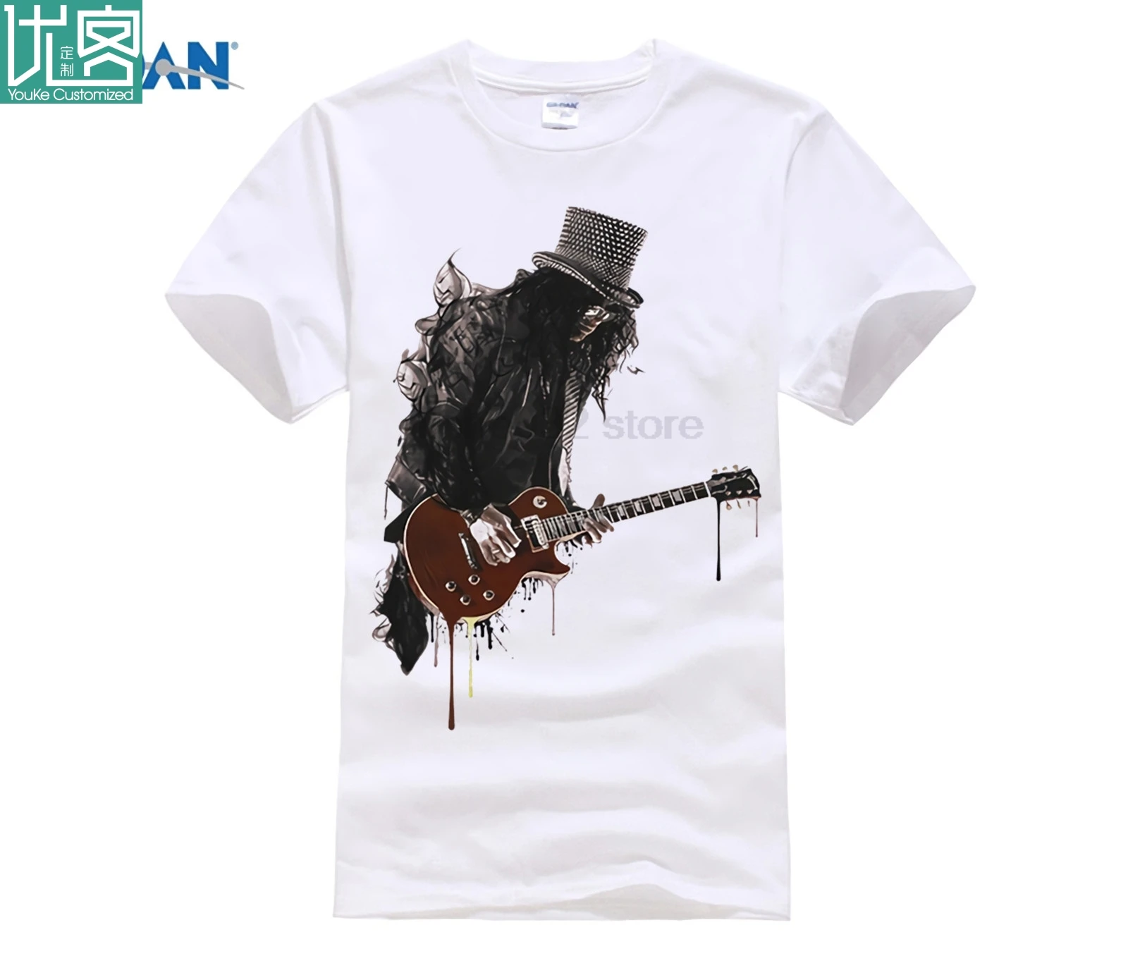Мужская футболка с коротким рукавом из 100% хлопка в стиле гитары рок чернил ружьем