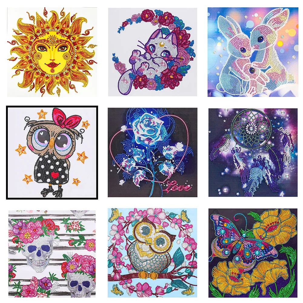 5D алмазная живопись особой формы с кристаллами мультяшная кошка сова Алмазная