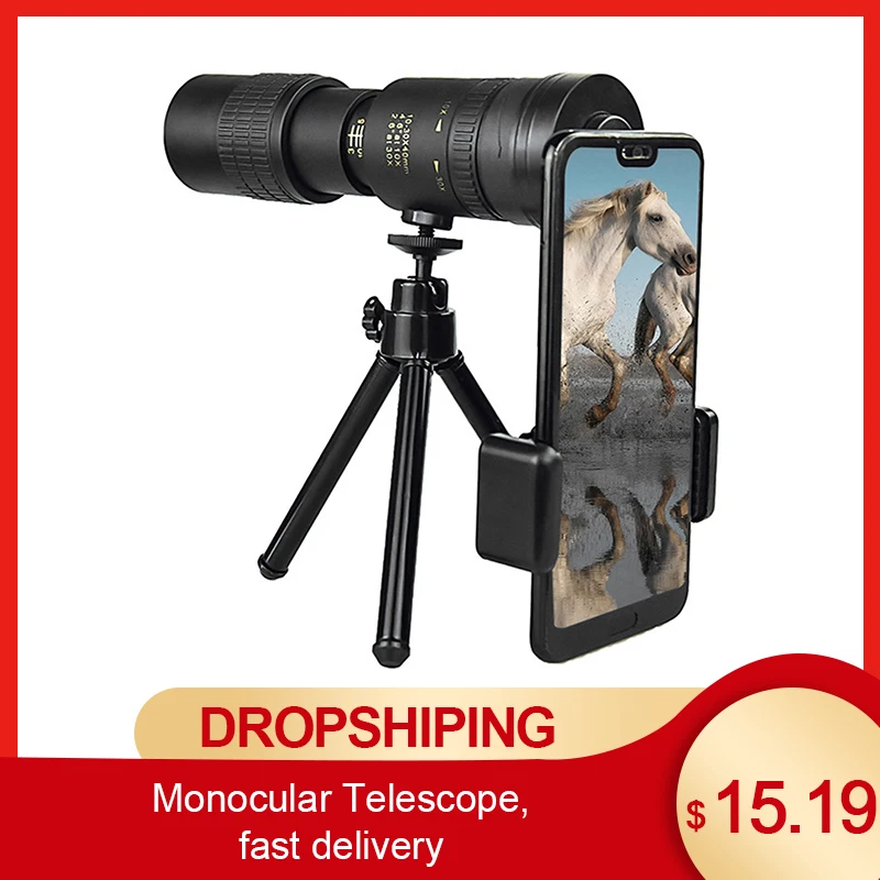 

4K 10-300X40MM Super Telephoto Zoom Monocular Telescope Waterproof For Smart Phones Bird Watching/Hunting/Outdoor Camping