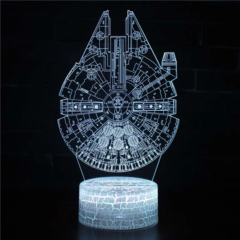 3d Звездные войны Рисунок 7 цветов Светодиодные ночные лампы для детей сенсорный светодиодный Usb Настольный Lampara Lampe спальный ночник Прямая поставка трещина база - Испускаемый цвет: 7 Colors Changeable