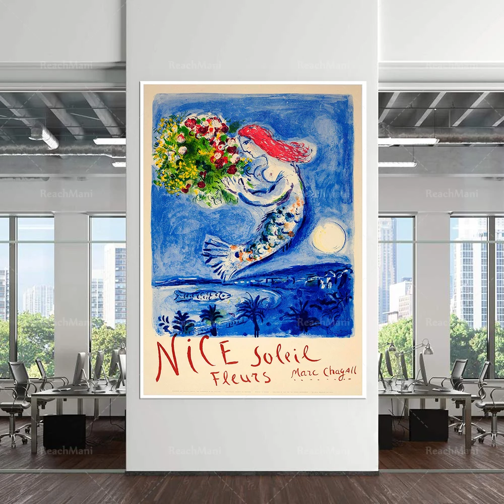 

Reprint of a 1960 Vintage French exhibition Poster for works by Chigall