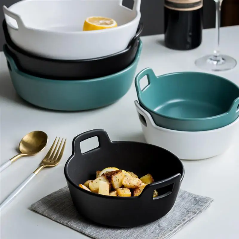 Керамическая фруктовая Салатница с двойной ручкой фарфоровая керамическая