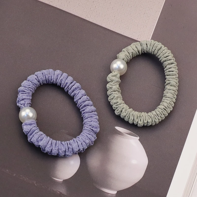 

3pcs/Card Hair Rubber Bands Accessories Pearls New Fashion Grid Fabric Hair Elastics For Girls Women Ponytail Headwear