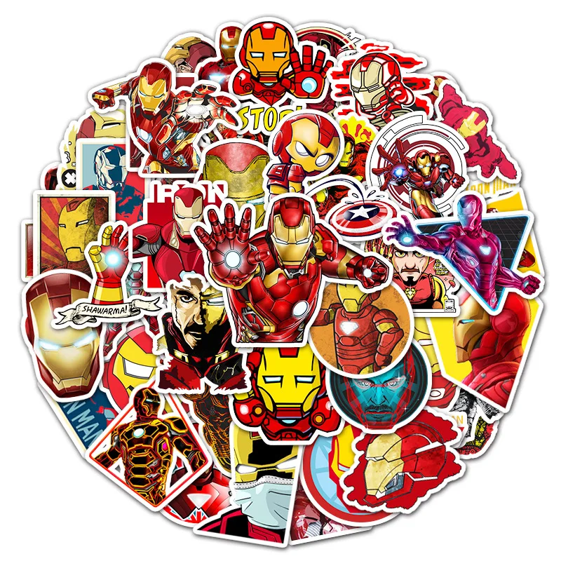 

52psc Iron Man Stickers Marvel Hero Disney Classic Toys Anime Skateboards Phone Book DIY Decoration Not Repeated Cool Boys Gifts