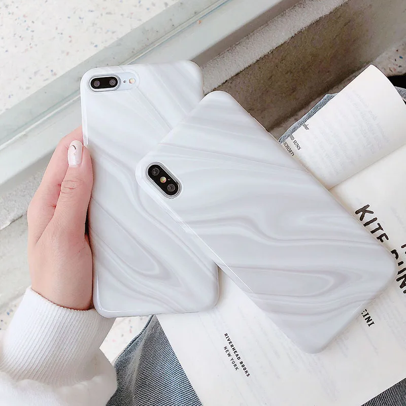 Мраморный простой узор белый чехол для телефона iPhone 6 6s 7 8 Plus X Xs XR Max TPU мягкая