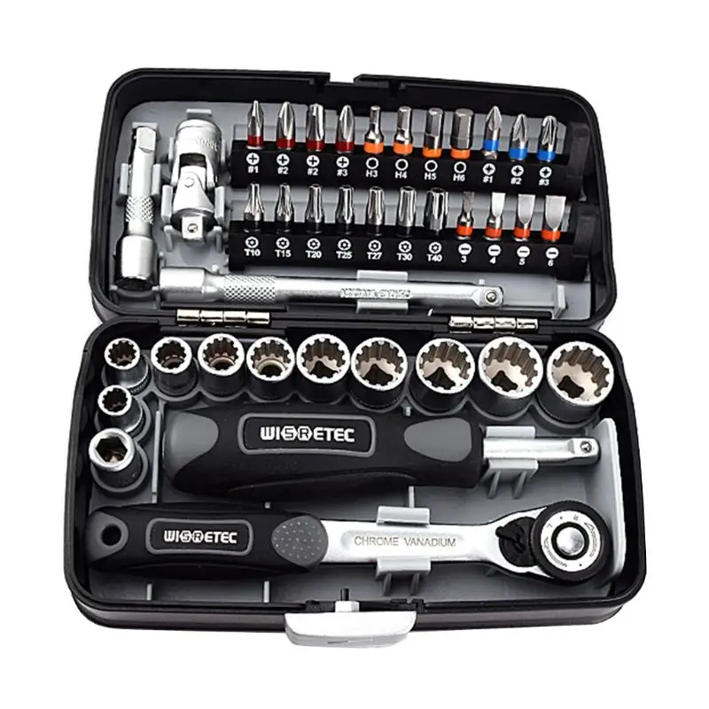 

High quality 38PCS Mini ratchet wrench set 1/4 socket screwdriver head hex trox slot bit bike Repair handle tools S2 material
