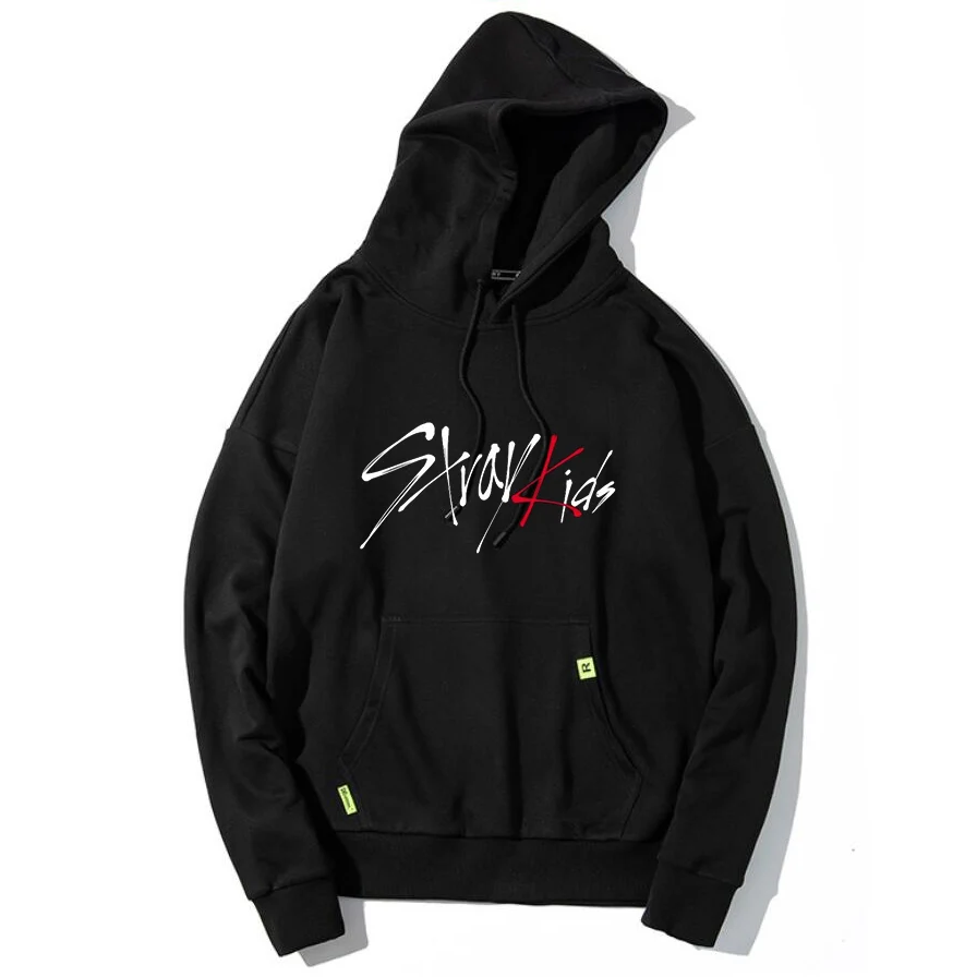 Чёрные детские толстовки больших размеров с капюшоном для женщин kpop Толстовка k