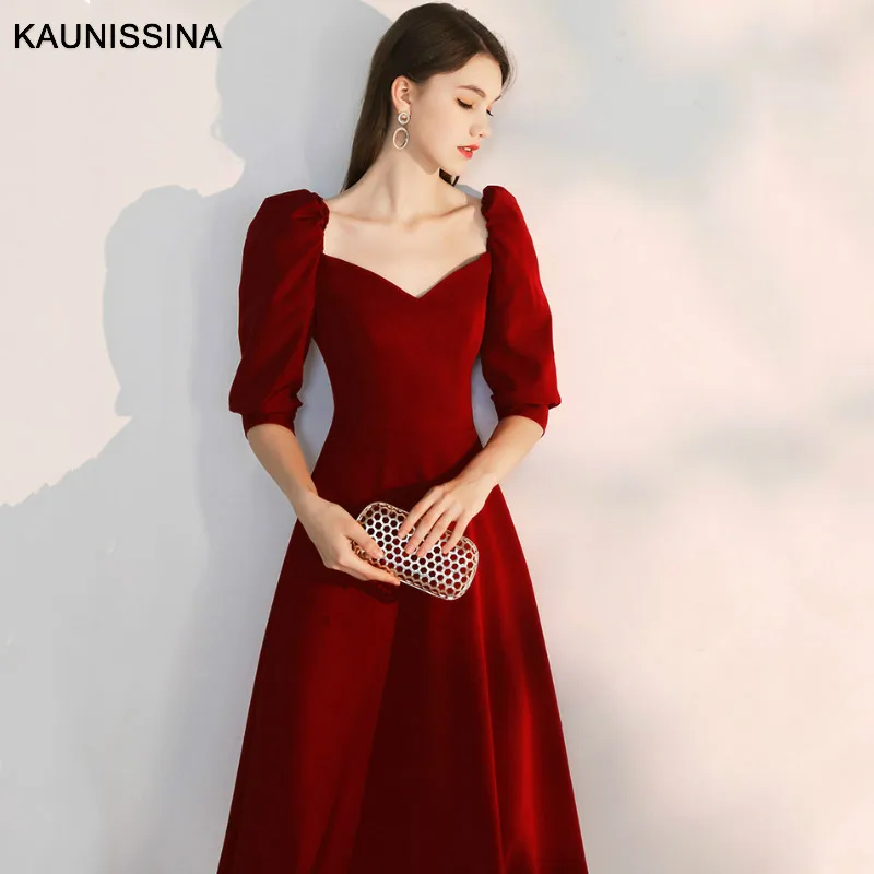 KAUNISSINA коктейльное платье для женщин по колено элегантные вечерние платья с