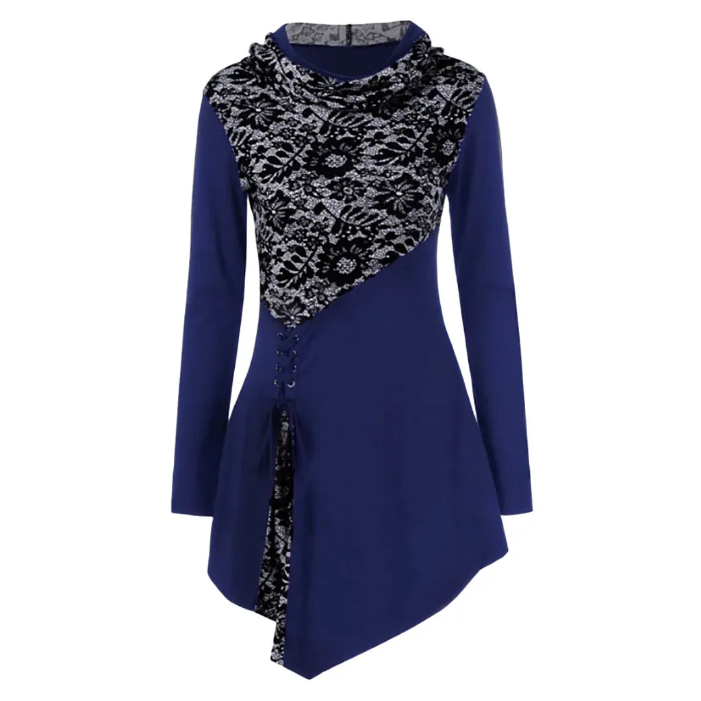 Женская блузка зимняя Асимметричная Повседневная туника с круглым вырезом топы