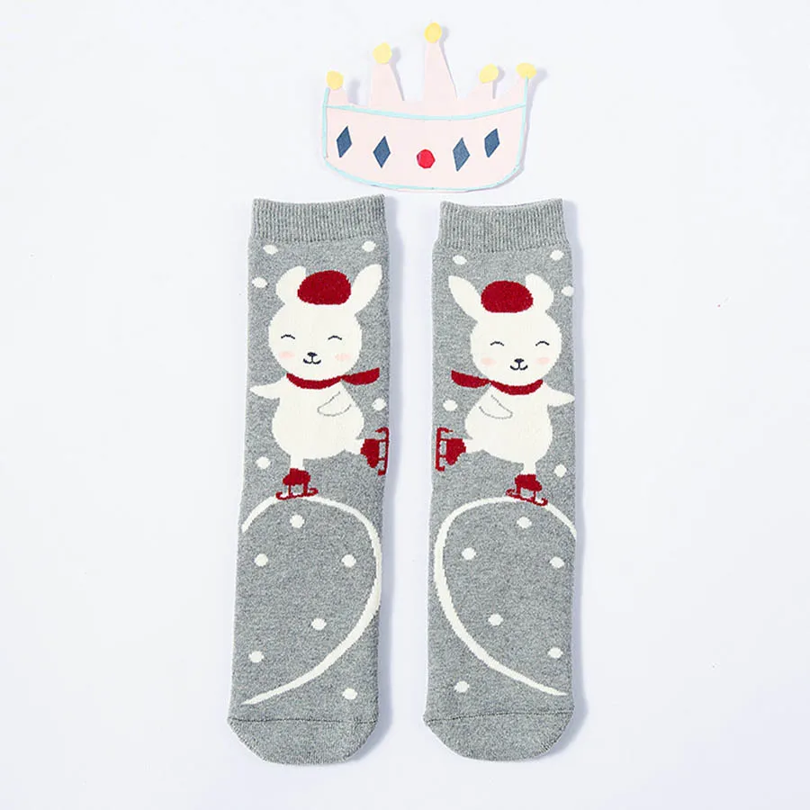 Skating Socks WPLOIKJD/осенне-зимние теплые махровые милые носки с петлями; повседневные забавные носки с рисунками животных; носки на Рождество; Calcetines; подарок - Цвет: Skating Socks
