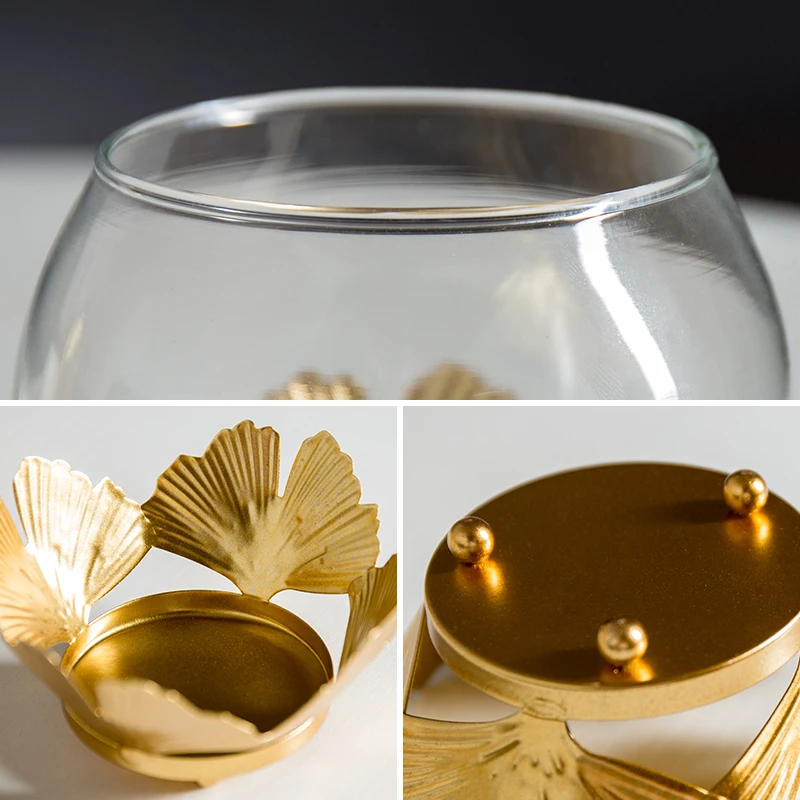 Роскошные золотые подсвечники в скандинавском стиле стеклянные металлические