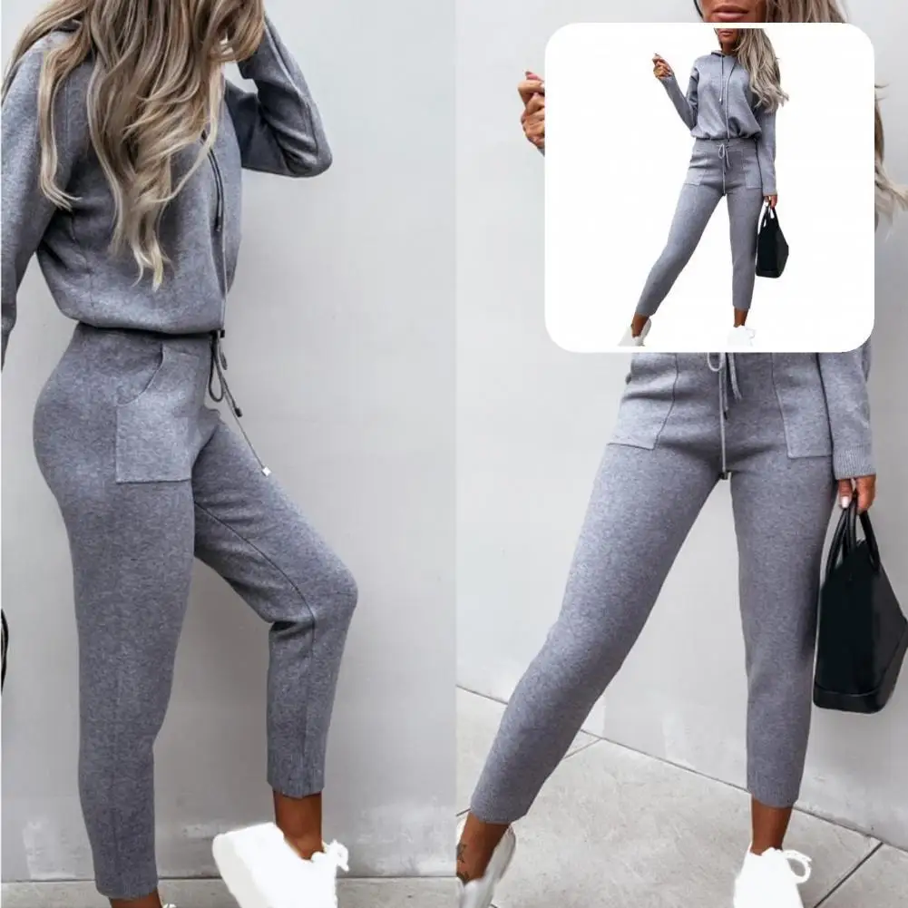 

Спортивная одежда, спортивный костюм, толстовка, штаны, комплект, женский популярный однотонный комплект с толстовкой и брюками на шнуровке