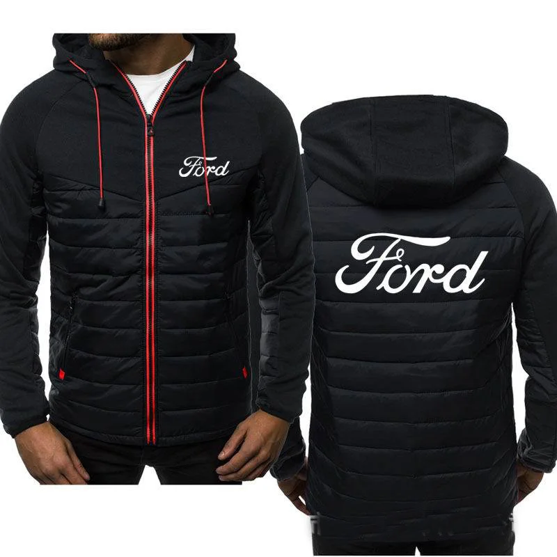 

Winter Men's Hoodies ford Logo Coat Zipper Hooded Jacket Cotton Coat Slim Fit Fashion Thicken Warm Outwear Man Tracksuit
