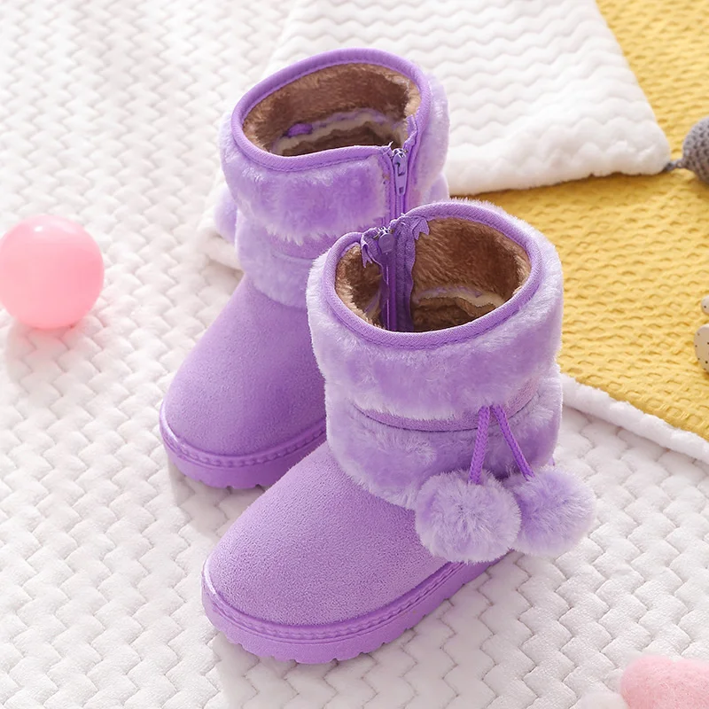 

Children's snow boots girls' short boots warm Plush thickened boys' cotton boots slippery Baby Short Boots cotton shoes wool