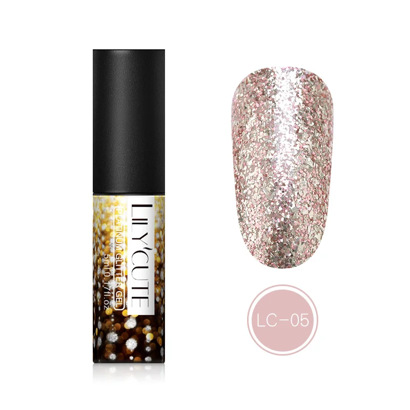 Gold LC-05 LILYCUTE лазерный Серебряный УФ-гель для ногтей голографический блеск 5 мл Лак для ногтей Гель-лак замачиваемый УФ светодиодный лак для ногтей - Цвет: Gold LC-05