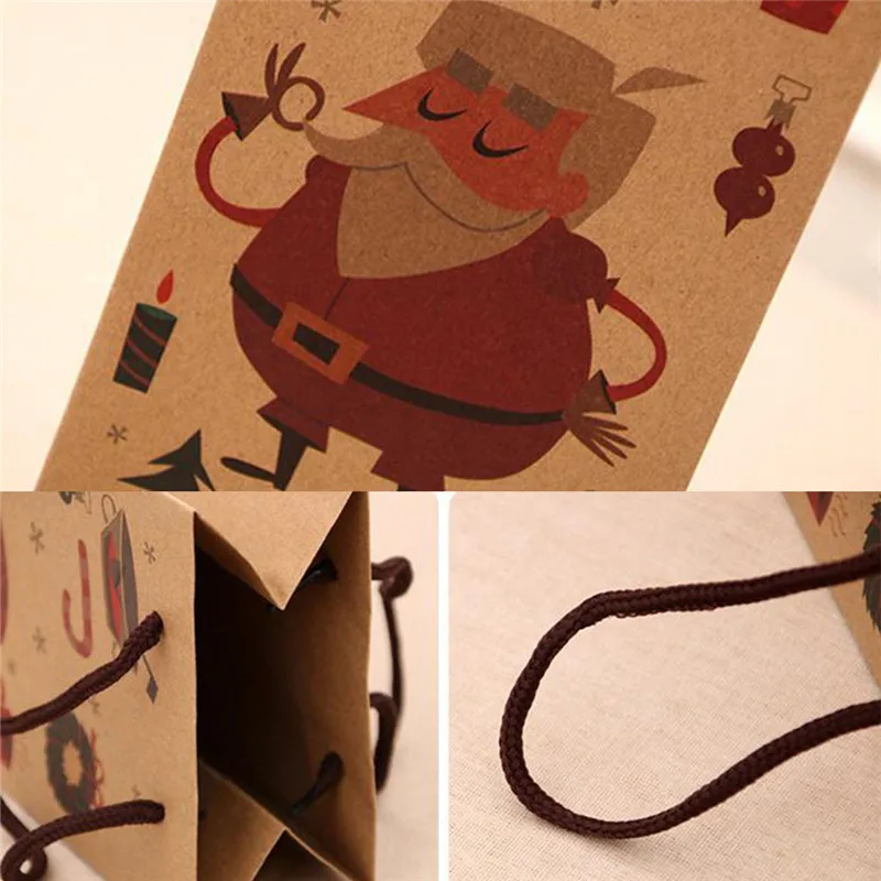 Рождественские Многоразовые бумажные подарочные пакеты для бутылок вина